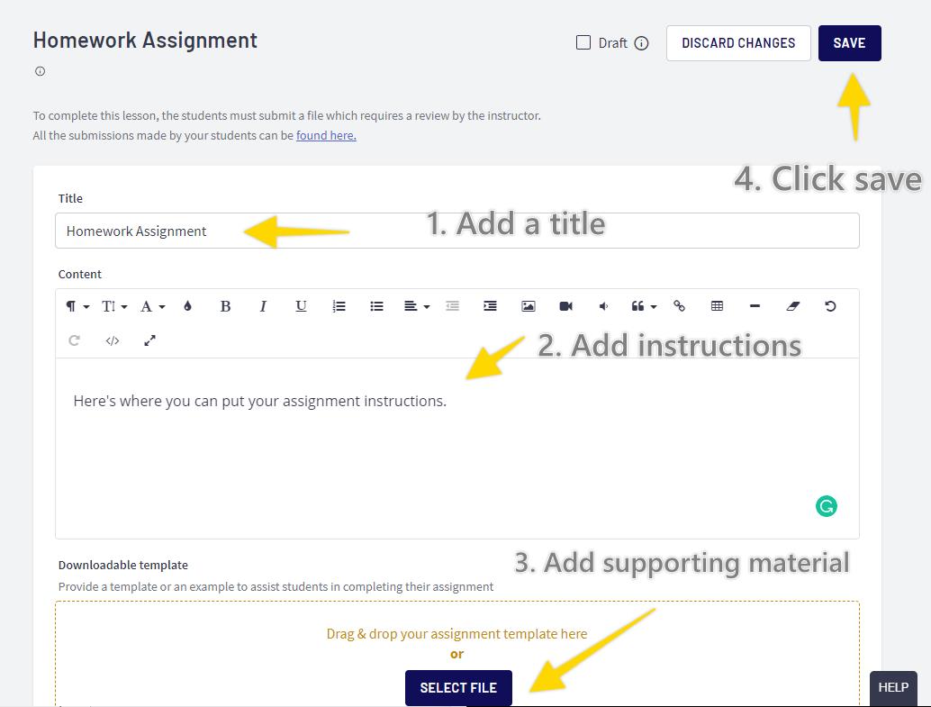 Add Assignments to Thinkific